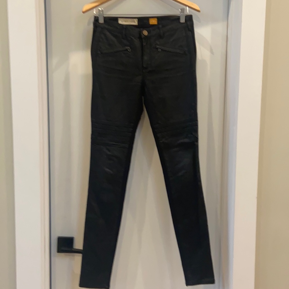 Pilcro fabulous leather front black pants Sz 27